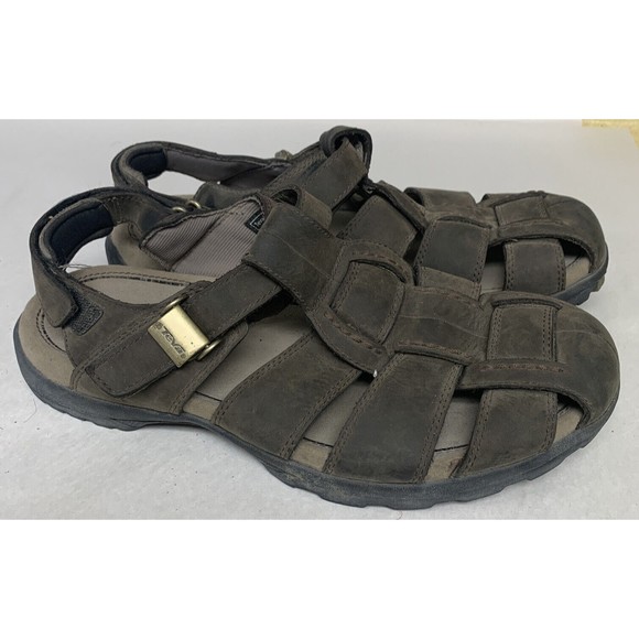 Teva Sandals Men's 11 Camden Hiking Multi Sports Fisherman Brown Leather - Picture 3 of 6